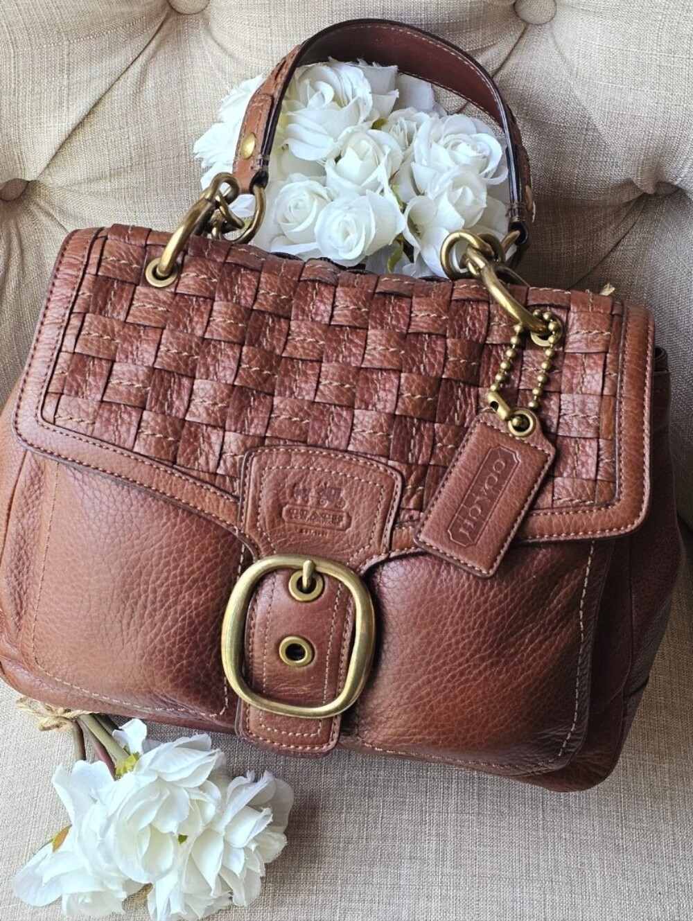 Coach Legacy Bleeker Woven Leather Sachel Handbag ( Brown ) # 12364 - Picture 12 of 15